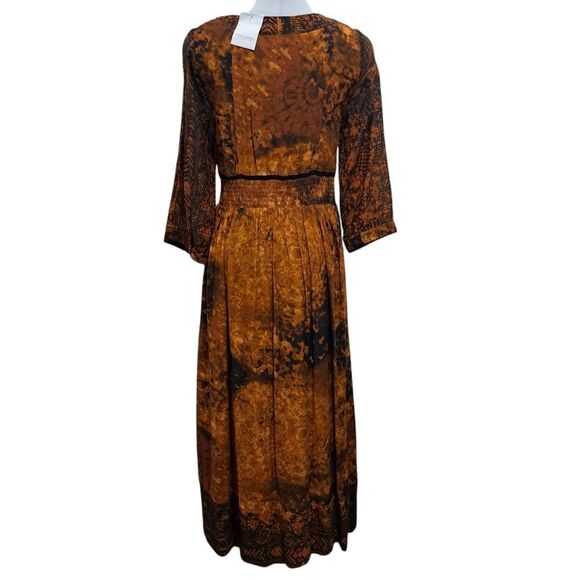 Soft Sorroundings Venetian Batik Patterned Boho Midi Dress Orange Size 4 NWT - Picture 5 of 17